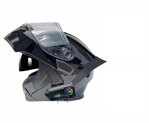 Frcychri Casque De Moto Modulaire Bluetooth, Casque Moto Homme Avant Rabattable Modulaire, Homologué ECE avec Double Visière Anti-Buée, pour Hommes Et Femmes Adultes G,Large