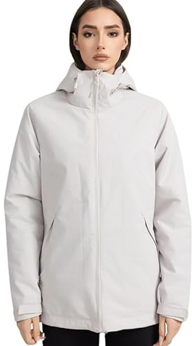 vittorio y Giacca Softshell Donna 2 in 1 con Piumino 100g Rimovibile – Giacca Antivento Termica per Outdoor, Trekking, Viaggi e Uso Quotidiano (IT, Testo, S, Regular, Regular, BIANCO)