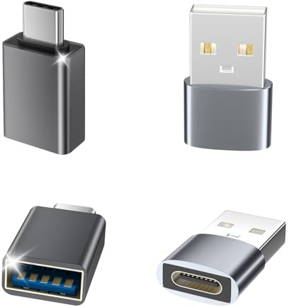 Dciopoxc USB C Adapter 4 Stück, USB auf Typ C 3.2 Adapter (2 Pack) & Typ C auf A Stecker (2 Pack), USB Adapter Kompatibel mit iPhone 17 Galaxy Laptop MacBook Pro Airpods iPad PC Hub usw