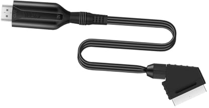 Kisangel Cavo Scart Convertitore Audio Video 1m Plug and Play Adattatore Video Per Tv Vhs Dvd Segnale Standard 480i 576i Uso Domestico Portatile