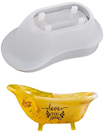Ldabrye Silicone Mould for Resin, Silicone Soap Dish Molds Bathtub Shape Soap Box Mold Resin Soap Tray Mold with Stand