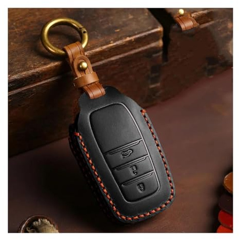 Für Toyota Für Land Für Cruiser 250 Für Prado Lc250 Lc300 2024 2025 Autoschlüssel-Etui Leder-Hülle Gehäuse(SCHWARZ,3 Tasten)
