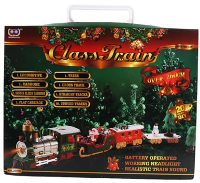 KIXZSAZ Set di treni di Natale, giocattolo dinamico a batteria con binari ferroviari per bambini, come regalo di Natale o di compleanno. Trenino elettrico per