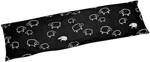 Seersucker Seitenschläferkissen Bezug 40x145cm Schafe Schwarz (S-99/1) | Lämmer in Schwarz & Weiß - 100% Baumwolle, Bezug, Kissenbezug mit Reißverschluss