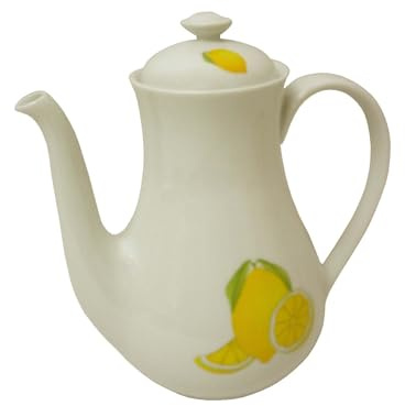 CAFETERA TETERA REDONDA 1300ML PORCELANA LIMONES
