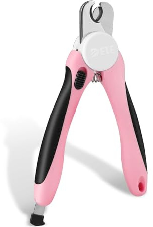 Flexzion Tagliaunghie Professionale Cani Gatti, Forbici Lima Acciaio Inossidabile Taglia Unghie Animali Zampe Artigli, Strumenti toelettatura limaunghia Protezione Taglia Piccola Media Grande (Rosa)