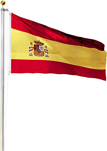 Circle Five Fahnenmast inkl. Länderflagge Deutschlandfahne und Zubehör Farbe Spanien Größe 6.5 Meter