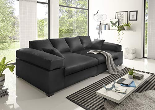 Reboz Big Sofa weiß grau beige braun schwarz Megasofa Kunstleder (Schwarz)