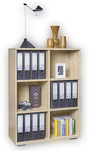 mutatio Aktenregal Regal Schwerlastregal Für Ordner 80,2cm x 109,5 cm x 35 cm Ordnerregal Klein Bücherregal Büromöbel Sonoma Eiche Mehrzweckregal Allzweckregal
