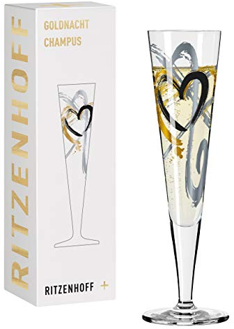 RITZENHOFF Notte 1 Bicchiere da Champagne, 200 milliliters, Glass, Oro, Platino, Nero