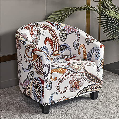 Highdi Sesselschoner Sesselüberwurf mit Elastisch Stretch Husse, Club Chair Einsitzer Schonbezug Sofabezug mit hoher Dehnung Sessel für Clubsessel Loungesessel Cocktailsessel (Paisley-Muster)