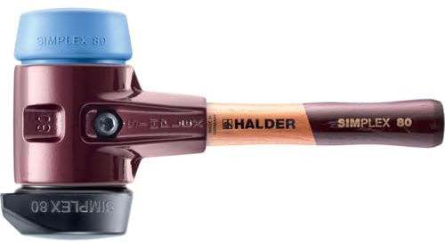 SIMPLEX-Schonhammer, Gummikomposition, mit Standfuß/TPE-soft; mit Tempergussgehäuse und hochwertigem extra kurzen Holzstiel | D=80 mm/Stielausführung=extra kurz | 3012.282