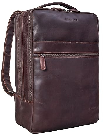 STILORD Jason Laptop-Rucksack 17 Zoll Groß Leder Vintage Business Backpack Daypack für Uni Reisen Arbeit Büro Freizeit - Lederrucksack Damen & Herren Echtleder Farbe:Torres - braun