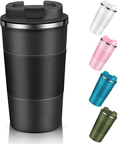 Travel Mug with Leakproof Lid,Insulated Reusable Coffee Mug for Hot&Cold Drinks/Tea,Portable Stainless Steel Thermal Takeaway Travel Coffee Cup for Car/Outdoor/Picnic/Office/School (510ml Black)11
