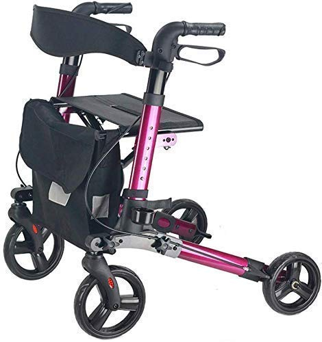 Rollator Walker, Rolling Walker mit aufrechter Körperhaltung, Gehhilfen für Senioren, Leichter, Faltbarer Rollator aus Aluminium mit Komfortsitz