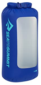 Sea to Summit - Lightweight Dry Bag View M 8L - Waterproof - Clear Window - Roll-Top - Recycled Fabric - Base Lash Point & D-Ring - For Backpacking & Kayaking - 19.9 x 16.5 x 39cm - Surf Blue - 65g