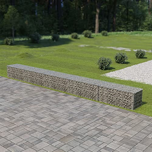 INLIFE 143581 Mur gabion avec couvercle en acier galvanisé 600 x 50 x 50 cm, 40,45 kg