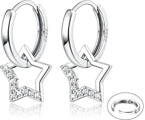 Adramata örhäng Silver 925 Hängande Droppar Stjärna Kreoler Fashionabla Med Örhängen Gåva Flickor Barn