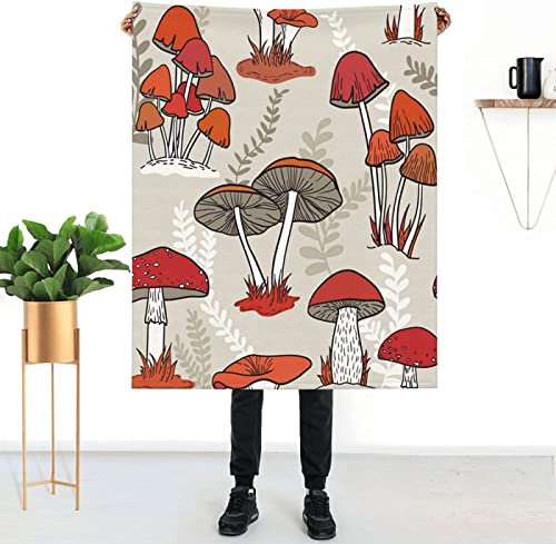 Kuscheldecke 80 x 150 cm 3D Pilz Flanell Fleecedecke, Weich Warm Flauschig Decke Rot Wohndecke Decken für Sofadecke Couchdecke kuscheldecken für Kinder Erwachsene, Blanket
