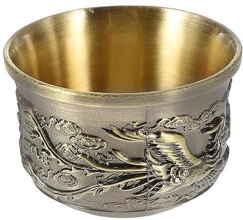 Kichvoe Tasse à Vin Métal Embossée Tasse à Liqueur De Style Vintage à Thé Réutilisable Et Incassable