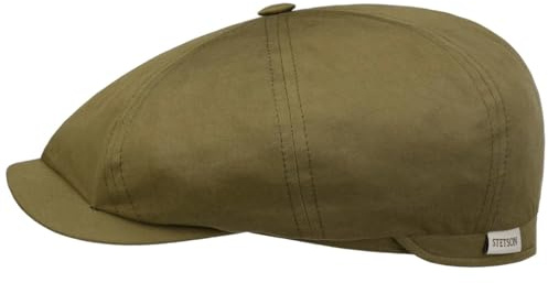 Stetson Hatteras Hertford Flatcap Unifarbene Schirmmütze 100% Baumwolle Doppelrand Made in Italy Herren Frühjahr Sommer Oliv M (56-57 cm)