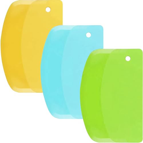 Hard Bench Scraper Dough Scraper - SURDOCA 5.31x3.64'' BPA Free PP Plastic Pastry Bread Baking Making Tools, Cake Bowl Pastry Baking Supplies Cake Dough Fondant Icing Smoother, Blue+Green+Yellow