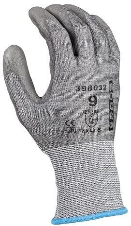 Ergos Gants De Sécurité Contre Les Coupures |10 Paires | Protège Contre Les Risques Intermédiaires De Coupure Niveau B | Robuste Et Résistant | Taille 6-12 | Gris | Certifié CE