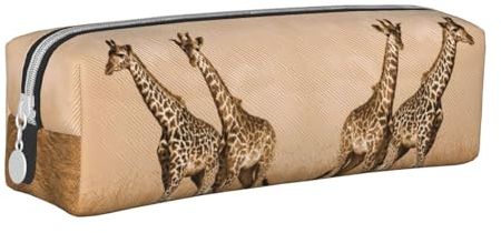 HAHAFU Federmäppchen mit zwei Giraffen, für Mädchen und Jungen, niedlicher Druck, Leder, Schreibwaren, Organizer, Box, Schule, Bürobedarf, weiß, Einheitsgröße, Taschen-Organizer