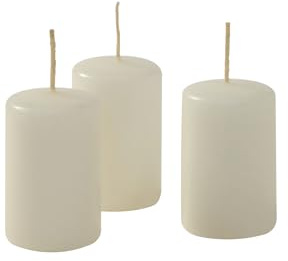 16 velas, cera, diámetro 4 cm, altura 5 cm, color crema