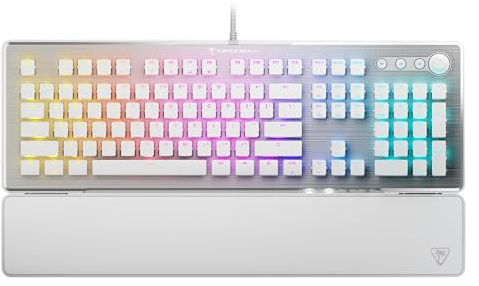 Turtle Beach Vulcan II Full-Size Mechanical RGB Gaming Keyboard | Titan Mechanical Switches, Customizable RGB Lighting, Detachable Palm Rest, Media Controls, Aluminum Top Plate, Numpad, White