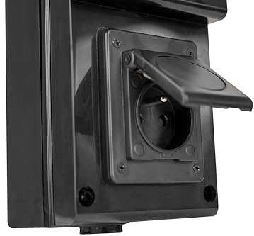 Prise de Courant pour Voiture Électrique, Système de Charge avec Compteur de Courant Numérique LCD, Interrupteur FI/Disjoncteur (Boitier Noir et Prise IP54 sans RCBO)