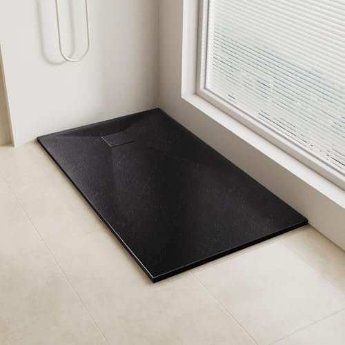 AQUARA Shower Trays, 1200 x 900mm SMC Slip-Resistance Shower Tray with Shower Waste. Stylish Walk in Base for Shower Enclosure, Black