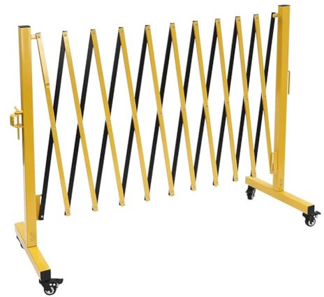 asdchZen Erweiterbare Mobile Absperrung, Zusammenklappbare Tragbare Barriere, Verkehrssicherheitsabsperrung, Zaun, Metallabsperrung Für Den BAU, Verkehrskontrolle, Einfahrtstor,Yellow,250cm