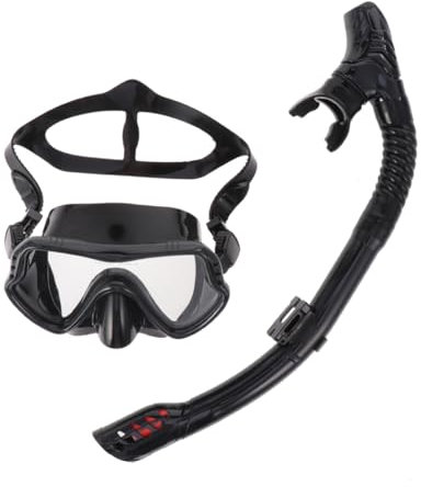 MOBUTOFU 1satz Schnorchelmaske Set Vollmaske Mit Anti-Fog Und One-Way Ventil Für Erwachsene Für Schnorcheln Tauchen Und Unterwasseraktivitäten Schwarz
