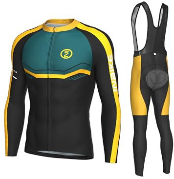 INBIKE Fahrradbekleidung Herren Winter Langarm Radsport Anzüge Bekleidung Trikot Radtrikot Lange Radlerhose Fahrradhose gepolstert für Rennrad Moutainbike Fahrrad L