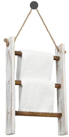 Scaletta per coperte, 3 ripiani, porta asciugamani, scaletta per coperte, ampia gamma di applicazioni, in legno, organizer per asciugamani da bagno