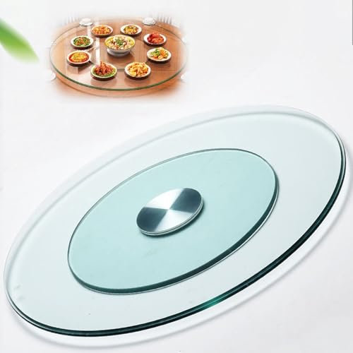 OPOLDBDMAC 60cm 70cm Hogar Plato Giratorio Vidrio Bandeja Giratoria Mesa De Comedor Mesa Giratoria, Cristal Redondo Bandeja Servicio Rotación De 360 para Compartir Alimentos(32inch(80cm))