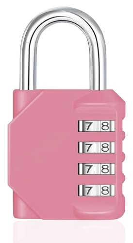 TPZORJX Lucchetto con Combinazione, Lucchetto Armadietto Combinazione a 4 Cifre, Lucchetto per Armadietto, Lucchetto Combinazione per Scuola, Garage, Recinzione, Cancello (rosa)