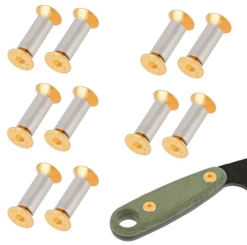 NICENEEDED 10 Paquet de Vis Rivets Boulons et Attaches pour Manche de Couteau Vis à Tête Plate Hexagonale Dorées Couteaux Pliants Fixations de Poignée Fabricant