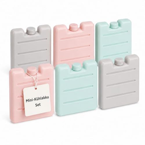 MIJOMA Mini Kühlakkus 6er Set – wiederverwendbare Kühlelemente für Kühltasche, Brotdose und Lunchbox, lebensmittelechte Kühlpads in Pastellfarben