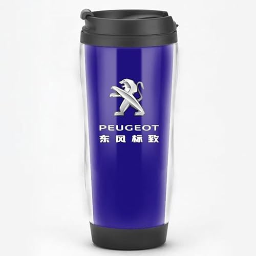 LFXLDS Mug Isotherme pour Peugeot 208,avec Logo Embleme Acier Inoxydable Thermos Tasse à Café Voyage avec Couvercle Etanche Voiture Cadeau Voiture pour Hommes Femmes,Blue