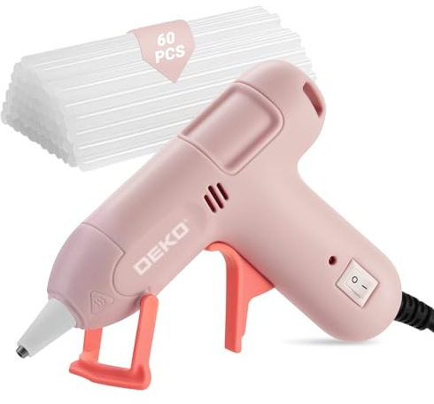 Mini Hot Glue Gun: DEKO 20W Hot Glue Gun with 60 pcs 7 mm x 120 mm Glue Sticks for School Projects, Hobbies, Crafting, DIY, Arts & Home Repairs on Wood, Fabric, Plastic & More,Pink
