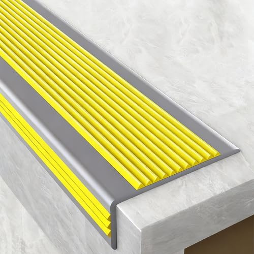 2 Pezzi Paraspigoli, Angolare PVC, Profilo per Bordi Scale, Profili in PVC, Paragradini per Davanzali, Autoadesivi, Facili da Installare per uso Interno ed Esterno(Yellow,10x4 cm/3.94x1.57 in)