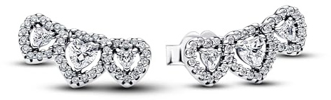 Pandora Timeless 294411C01 Boucles d'oreilles en Forme de cœur en Argent Sterling avec zircone
