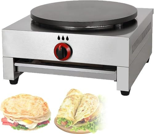 Máquina para hacer crepes y panqueques a gas, plancha antiadherente con bordes elevados para tortillas, tortillas, filetes y hamburguesas, incluye utensilios para un delicioso desayuno