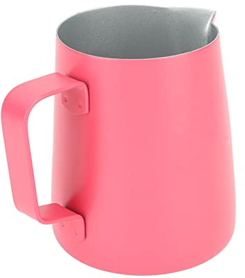 Fydun Bricco per Schiuma di Latte in Acciaio da 380 Ml con Beccuccio Appuntito per Latte Art e Cottura a Vapore del – Utensile da caffè Funzionale per Uso Domestico e Al Bar (rosso)