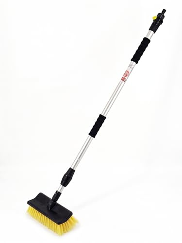 ENTIGO Autopflege Bürste KFZ Waschbürste Teleskop 110-180cm, Autowaschbürste, schonenden Polyesterborsten, Reinigungsbürste für Auto, LKW, PKW, Wohnmobil, Boot, Camper