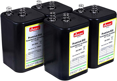 Nissen original 6 V Bloc de rechange pour batterie Lanterne IEC 4R25 Lot de 4, Charbon de zinc, 6 V