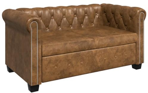 vidaXL Divano 2 posti Chesterfield in Pelle Artificiale Marrone