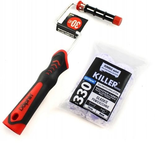 Malerset 3 tlg: 2x Farbroller KILLER 10cm/8mm - 1 x Roller-Griff - Streichsets für Wandfarbe -Farbzubehör Made in EU